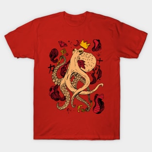 Royal Octopus - Red and Gold T-Shirt